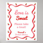 Poster L'amour est Sweet Retro Cherry signe Fête des mari (Devant)