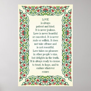 Poster L'amour est toujours patient et gentil. Ce n'est j