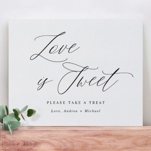 Poster L'amour est un panneau de mariage doux Calligraphi