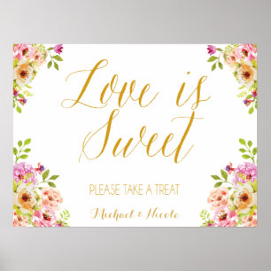 Poster L'amour est un signe doux fleurs romantiques T
