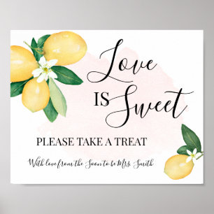 Poster L'amour est une douce table de desserts de mariage