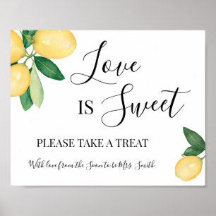 Poster L'amour est une douce table de desserts de mariage