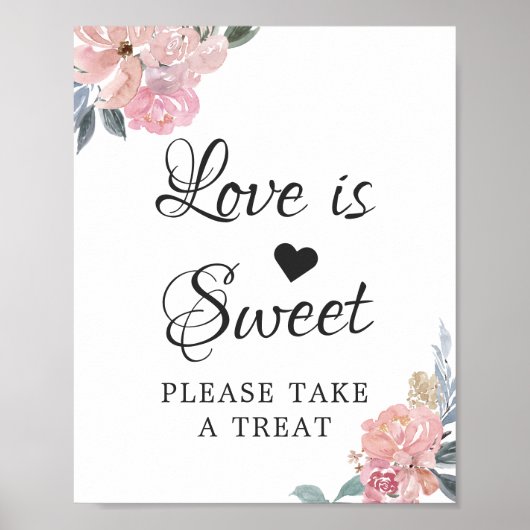 Poster L'amour est une écriture calligraphique douce Fleu (Devant)