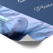 Poster L'amour fleuri bleu poussiéreux est une douce fête (Coin)