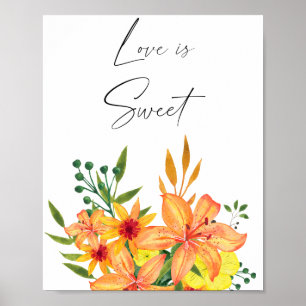 Poster L'amour floral aquarelle est doux, prenez une fria