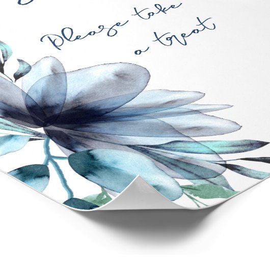 Poster L'amour floral bleu poussiéreux est une douce douc (Coin)