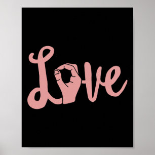 Poster L'amour gagne toujours ASL Enseignant Sourd Sensib