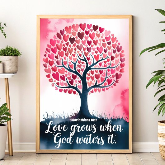 Poster L'amour grandit quand Dieu l'observe Mur chrétien 