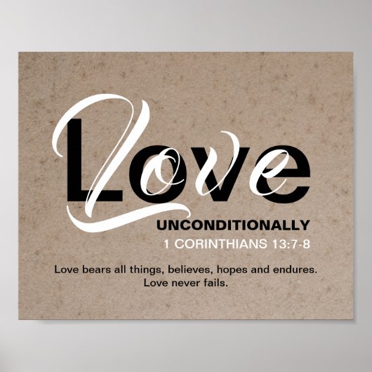 Poster L'AMOUR N'ÉCHEC JAMAIS L'Écriture chrétienne inspi (Devant)