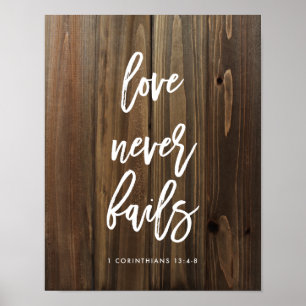 Poster L'amour n'échoue jamais sur l'affiche en bois de