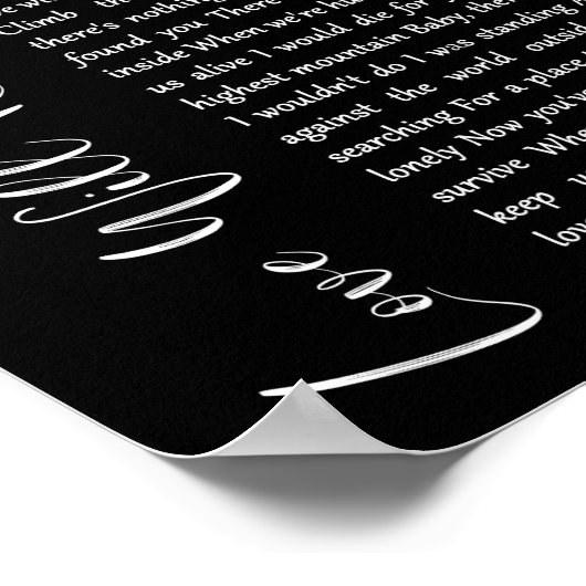 Poster L'Amour Nous Gardera En Vie Noir Script Chanson Ly (Coin)