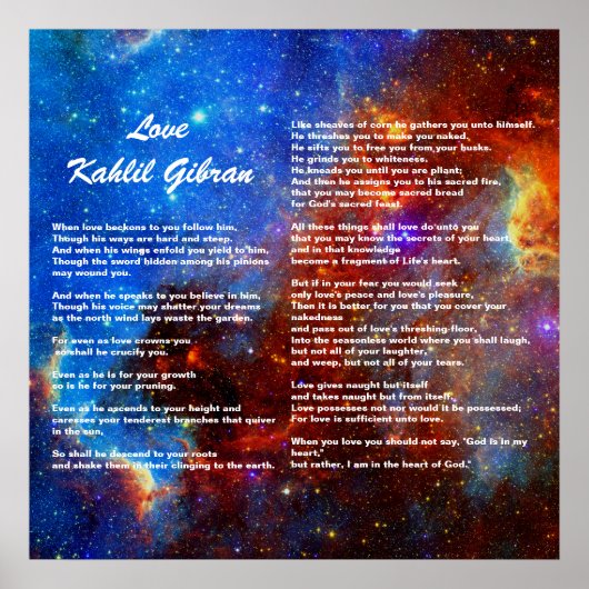Poster L'amour par Kahlil Gibran (Devant)