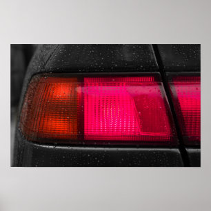 Poster Lampe de voiture sous la pluie