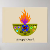 Poster Lampe Diwali colorée Diya (Devant)
