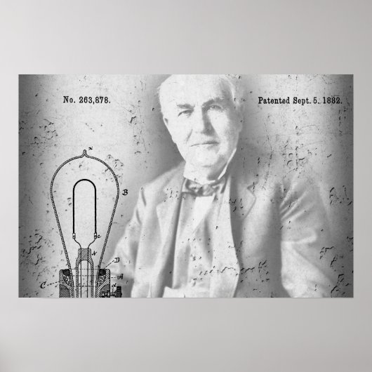 Poster Lampe électrique patente - Edison 1882 (Devant)