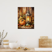 Poster Lampe et citrouilles d'automne (Cuisine)