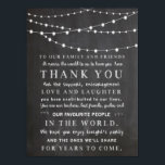 Poster Lampes à cordes Chalkboard - merci mariage<br><div class="desc">Feux Rustiques sur tableau noir arrière - plan "merci" signe ou carte Ajouter une touche spéciale à votre mariage,  plus mariage signes dans notre boutique! http://www.zazzle.co.uk/designbyredline</div>