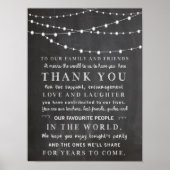 Poster Lampes à cordes Chalkboard - merci mariage (Devant)
