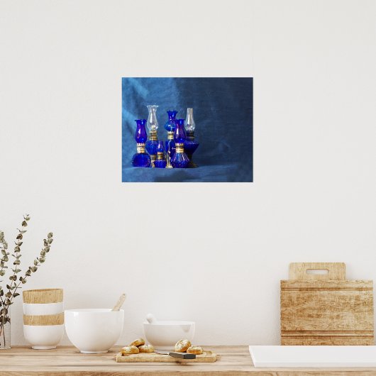Poster Lampes en verre bleu (Cuisine)