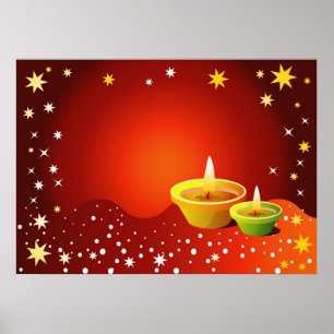 Poster Lampes rougeoyantes de Diwali