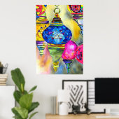 Poster Lampes turques mosaïque aquarelle art (Bureau à domicile)
