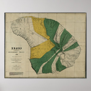 Poster Lanai, 1878, Carte Vintage Hawaii
