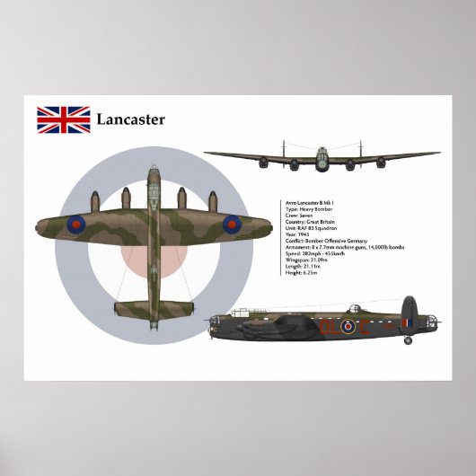 Poster Lancaster BI 83e Escadron (Devant)