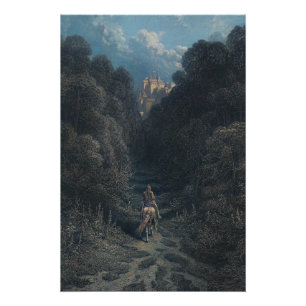 Poster Lancelot approchant le château d'Astolat Glossy