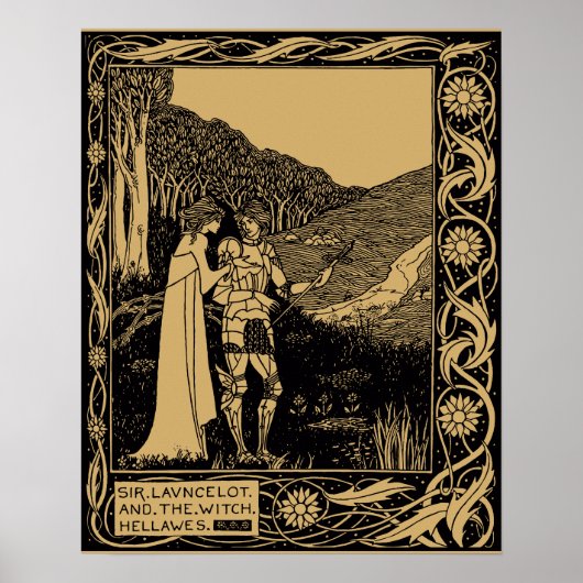 Poster Lancelot et Hellawes par Aubrey Beardsley (Devant)
