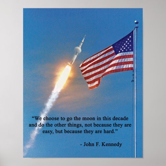 Poster Lancement d'Apollo 11 avec le drapeau américain (Devant)