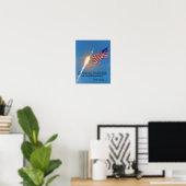 Poster Lancement d'Apollo 11 avec le drapeau américain (Bureau à domicile)