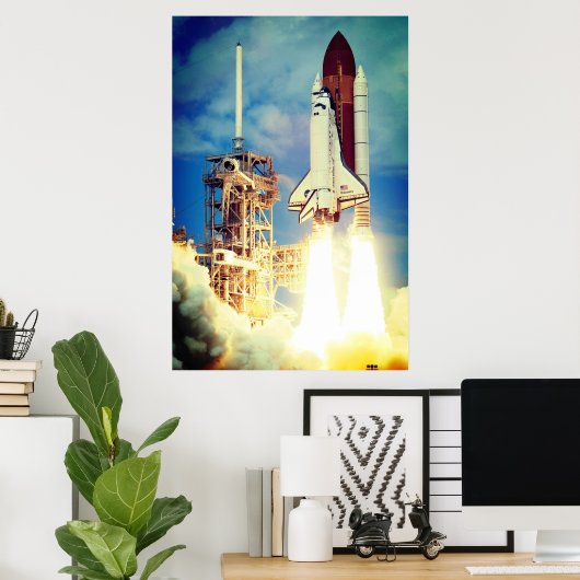 Poster Lancement de la découverte de navette spatiale (Bureau à domicile)