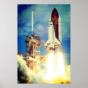 Poster Lancement de la découverte de navette spatiale