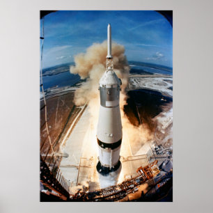 Poster Lancement de la fusée Saturn V en 1969, vaisseau s