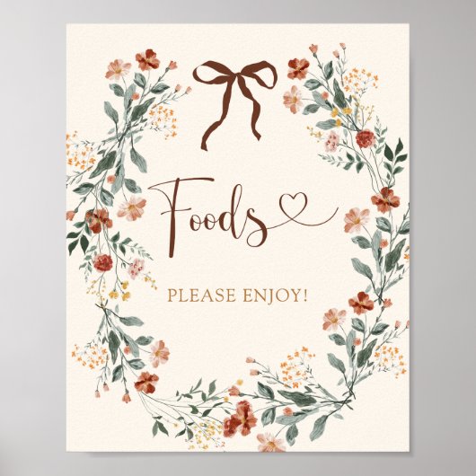 Poster Lancement de mariage Coquette Bow Automne Fleur Sa (Devant)