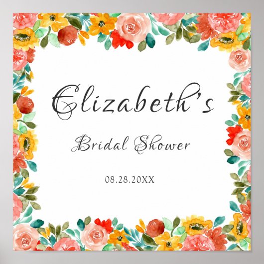 Poster Lancement de mariage de pivoine peinte en orange s (Devant)