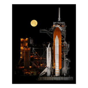 Poster Lancement de navette spatiale de la NASA la nuit