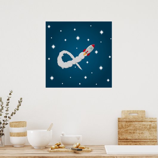 Poster Lancement d'une fusée spatiale dans l'espace (Cuisine)