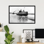 Poster Lancement sous-marin Marine 1909 (Bureau à domicile)