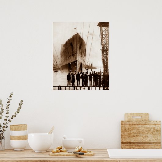 Poster Lancement Titanic Circa Sepia 1912 (Cuisine)