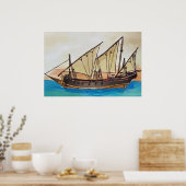 Poster L'ancien navire à voiles Xebec (Cuisine)