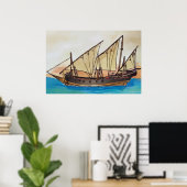 Poster L'ancien navire à voiles Xebec (Bureau à domicile)