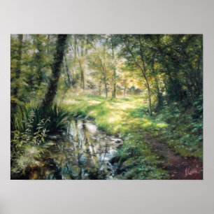Poster Landscape of nature in à forêt with à river