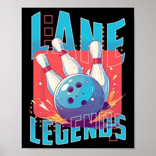 Poster Lane Legends Bowling Sports Design (Devant)