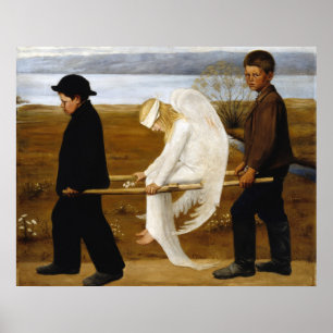 Poster L'ange blessé par la peinture Hugo Simberg, 1903
