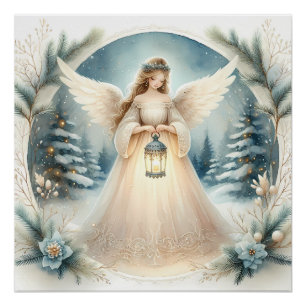 Poster L'ange céleste de l'hiver Lanterne de l'espoir