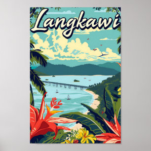 Poster Langkawi Malaisie Illustration de voyage artistiqu