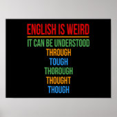 Poster L'Anglais Est Étrange Langue Enseignant Grammaire  (Devant)