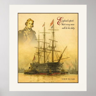 Poster L'Angleterre attend ~ Vintage Fine Art Collage