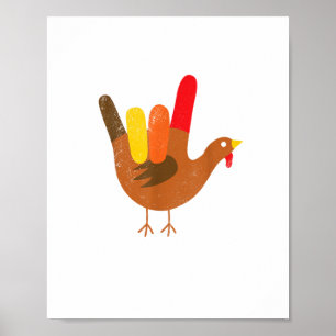 Poster Langue des signes américaine Je t'aime Thanksgivin